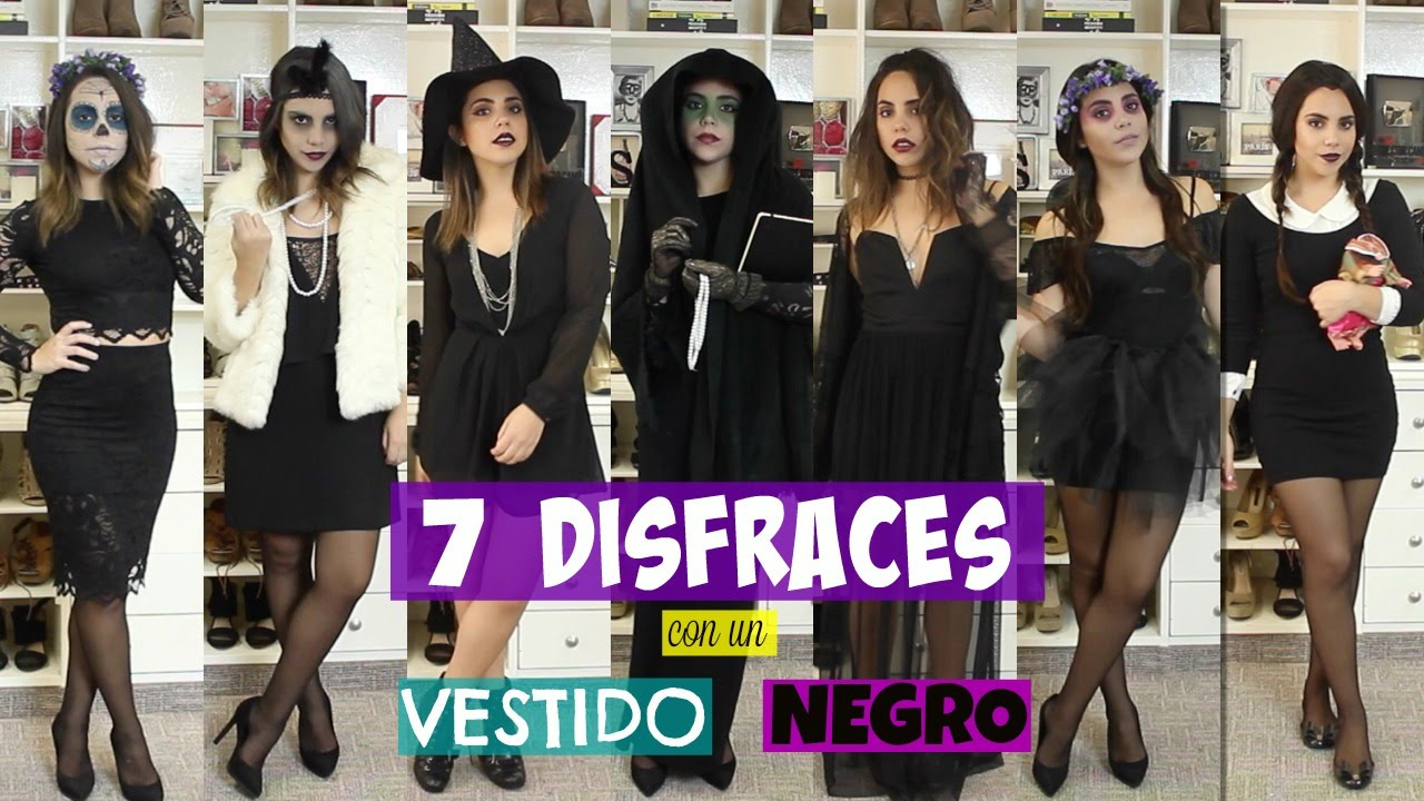 Disfrázate de elegante mujer con un vestido negro