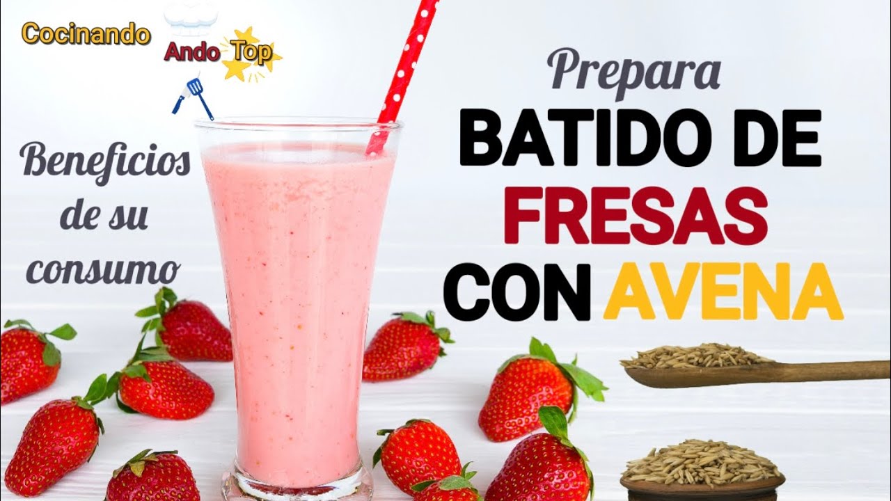 Delicioso batido de yogur fresa y avena